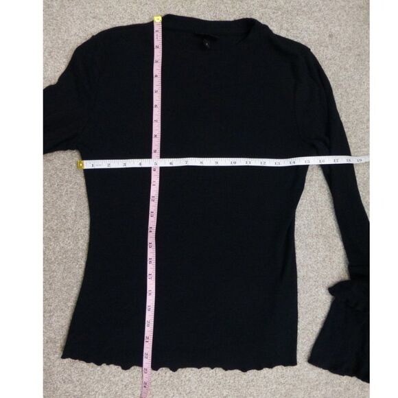 Who What Wear Black Long Sleeves Double Ruffle Sleeves Top - Picture 7 of 9